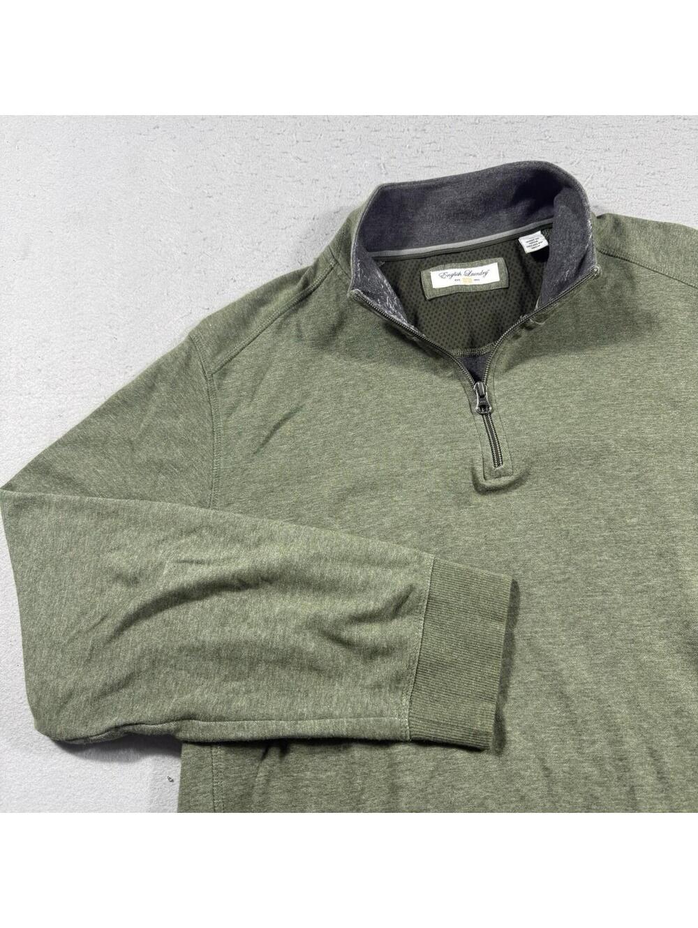 English‎ Laundry 1/4 Zip Pullover Sweater XL Green Casual Mens